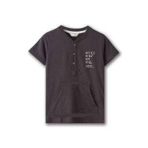 Pamkids Dynamic Urban Quest:Charcoal Enigma – Boys' Tee Featuring Kangaroo Pocket (Sizes 1-12 Years)